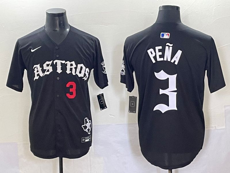 Men 2025 Houston Astros #3 Pena Black Seven generations Joint Name Nike MLB Jersey style 7043->houston astros->MLB Jersey